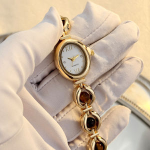 Elegant Oval Wrist Watch for Women with Sparkling Translucent Stones