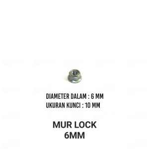 Mur Lock 6mm (Harga Per 1 PCS) - Mor Mur Baut Baud Nut Hex Slip Lock Lok Kunci Pengunci Baut 10 Kunci 10 Drat 6 mili M6 Universal Segala Motor