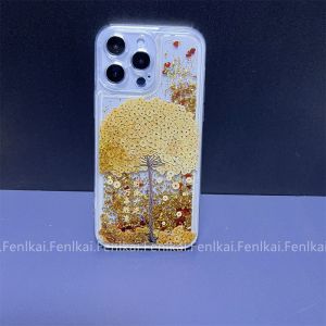 Money Tree Trollius Chinensis for Vivo Quicksand Phone Case X100/X90pro/S17e/S18/S19 Internet Celebrity