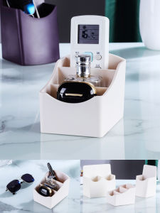 กล่องใส่ของพลาสติกสามชั้นสำหรับห้องน้ำแบบยูโร กล่องใส่ของสำหรับรีโมทคอนโทรล ตู้ปรับอากาศ โรงแรม ชั้นวางของสำหรับโต๊ะทำงาน