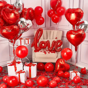 407pcs Large Red Love Letter Balloon Set 18 Inch Heart-Shaped Balloon Rose Petals Valentines Day Party Anniversary Decoration