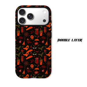 Halloween Spooky Icons Phone Case for iPhone 18 17 16 15 14 13 12 11 Air Pro Max Plus Double-layer Cover
