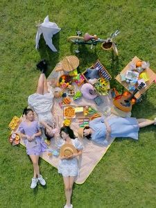 Picnic mat waterproof thickening portable outdoor outing picnic mat ultra thick grass beach dampproof mat for a spring outing