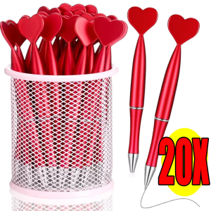20PCS Cute Heart-Shaped Ballpoint Pen / Black Gel Ink Rollerball Pens   / Plastic Writing Pen for Office School / Gift Stationery for Valentines Day Wedding