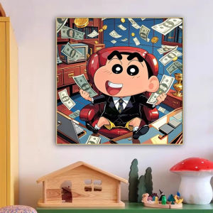 Bandai | 5D DIY Diamond Painting Kit Crayon Shin-chan Anime Art Full Drill Rhinestone Mosaic Wall Decor Craft Kit Home Gift Frameless
