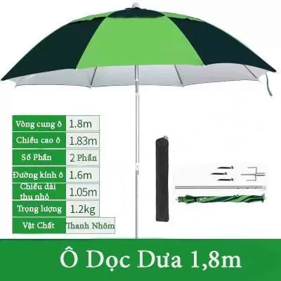 Ô Câu Cá Ô Dù Che nắng 1m8 Siêu Rẻ Siêu Bền: Có 2 màu Xanh Dọc Dừa và màu Xanh giọt nước