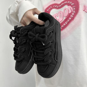 Black Skate Shoes 2025 New Chinese Style Versatile Handsome Campus Heightening Couple Ultra-light Bread Casual Shoes