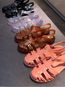 Aysa fashion รองเท้าแตะหนังแก้วแบบใส-แบบทึบ รองเท้ายางสีใสมีกากเพชร รัดส้น หุ้มหน้าเท้า ยางนิ่มใส่สบายไม่กัดเท้า #sy159