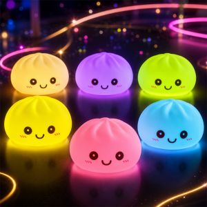 2026 New Dumpling Night Lights Glowing Dumplings Desktop Ornament Cute Glowing Dumpling Steamer Box Kawaii Dumpling Lights Gifts