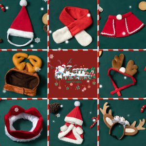 ที่คลุมหัวแมวที่นิยมในโลกออนไลน์หมวกปีใหม่สำหรับสุนัขเสื้อผ้าคริสต์มาสเครื่องประดับศีรษะแบบสั้นสไตล์อังกฤษที่คาดผมเสื้อคลุมกันลมเครื่องประดับตลกสำหรับสัตว์เลี้ยง