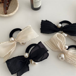 French Girlish Fabric Pearl Butterfly Knot Hair Ties Sweet Hair Bands Elastic Headwear Hair Accessories New Style