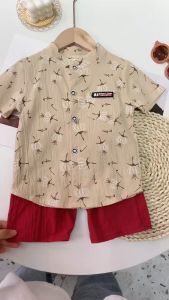 TREEHOUSE shirt for kids boys set Fashion and popular short-sleeved shirt + shorts two-piece set cute baby boy set