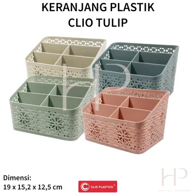 KERANJANG SEKAT CLIO TULIP / KERANJANG PENYIMPANAN SERBAGUNA / KERANJANG KOSMETIK / TEMPAT PENYIMPANAN SERBAGUNA