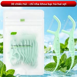 30/50 Chiếc Tăm Chỉ Nha Khoa Mint Double Line Siêu Mịn Độ Bền Cao Que Chỉ Nha Khoa Làm Sạch Kẽ Răng Để Chăm Sóc Răng Miệng Hàng Ngày