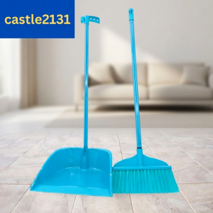 Broom and Dustpan Set Long Handle Plastic Broom Dustpan Household Cleaning Set for Home Floor Sweeping Durable Lightweight Easy Grip Indoor Outdoor Use