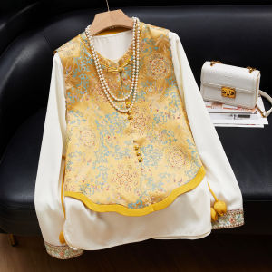 MANWUJINGLING | Embroidered Stylish Golden Autumn New Style Womens Vest