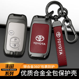 Smart Car Key Fob Cover Shell Keychain Smart For Toyota Camry Wish Estima Alphard Vellfire Voxy Noah Corolla Altis RAV4 Land Cruiser Remote Zinc Alloy Genuine Leather Holder Protector