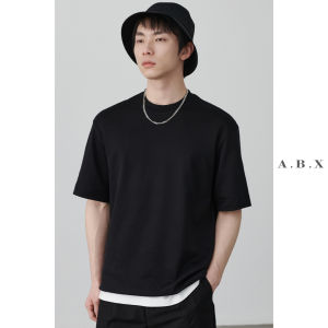 Summer Custom-Dyed 300G Heavyweight Horse Cotton Double-Sided Liquid Ammonia Silk-Like round Neck T-Shirt Mens Casual Green Short Sleeve