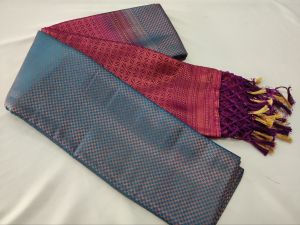 KUBERA SOFT SILK PATTU SAREE CONTRAST BLOUSE AND PALLU KUNJEM SOFT SILK LIGHT WEIGHT