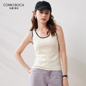 Color Block Knitted Silk Vest Womens Casual Slim Fit Top U-Neck Commute Style Regular Length Pure Color Summer New Arrival