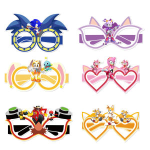 Sonic Birthday Party Props Paper Glasses Photographic Tools Decorative Funny Childrens Birthday Party Supplies Ice Snow Paper Glasses