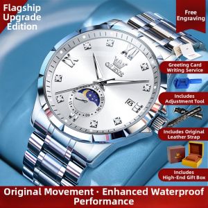 Taxau | Mechanical-Style Quartz Mens Watch Solid Steel Band Moon Phase