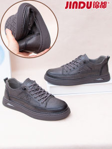 JinDu Mens Shoes 2025 Spring New Style Soft Bottom Genuine Leather Slip-On Casual Board Shoes Versatile Comfortable Mens Footwear