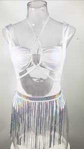Festival Rave Outfit Bodysuit Tassel Skirt Party Nightclub  Swimsuit Pole Dance Wear Drag Queen Gogo Dancer Costume