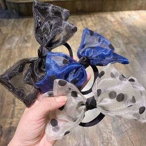 โบว์ผีเสื้อสไตล์เกาหลี ริบบิ้นผ้าตาข่ายลายจุด ตกแต่งผม เครื่องประดับผม เครื่องประดับผมสำหรับผู้หญิง เครื่องประดับผมที่สง่างาม