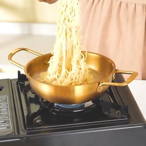 หม้อเกาหลี หม้อทองเหลือง2หู กระทะทองเหลือง มี3ขนาด 18/20/22cm หม้อราเมง