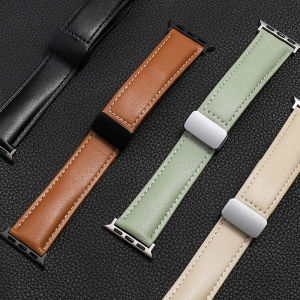 VUAERANG Magnetic Folding Buckle Leather Strap for Apple Watch 49mm 45mm 41mm 44mm 40mm 42mm 38mm New Leather Bracelet Strap for I Watch Series Ultra/8/7/SE/6/5/4/3/2/1 Replacement Watchband Accessories