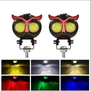 Colorful Four-color Owl Motorcycle Light With LED Lens Headlights Super Bright Motorcycle Modification Paving Electric Vehicle