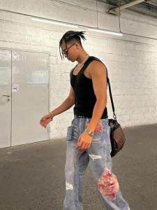 Đỏ Denim Quần Jean Nam Chính Hãng Xu Hướng Quốc Gia破洞trousers Chân Thẳng Mùa Xuân Mùa Thu Thương Hiệu Melissabow Mùa Đông