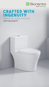 Sorento SRTWC8317-RL Elegant Rimless One-Piece Water Closet with S-Trap 250mm for Bathroom