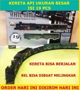 Mainan anak kereta api 1 set besar rel panjang RAIL KING 19pcs mainan anak laki laki