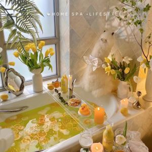 Bathtub Storage Rack Ins Acrylic Transparent Corrugated Dream Classy Accessible Luxury Internet Celebrity Atmosphere Feeling Bath Bathtub Tray