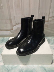 Mens Chelsea Boots Business Formal High Top Leather Shoes Casual Square Head Side Zip Short Boots Motorcycle Boots