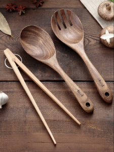 onlycook | Dual-Use Salad Fork and Spoon Wooden Spoon