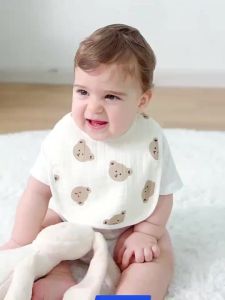 AODUOYAYA Baby Feeding Drool Bib Adjustable U-Shaped Gauze Bib Newborn Absorbent Towel Drool for 0-3 Years