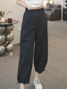 Shalldoer | High Waist Wide Leg Casual Pants Women Loose Fit Summer Slimming Trousers Japanese Design Style Straight Cut Thin Material