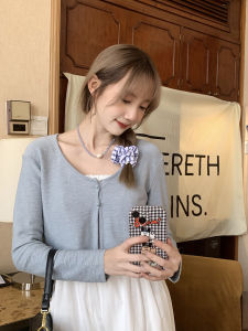 Sweet And Gentle Style Korean Short Knitted Open Cardigan Sun Protection Shirt Small Top Coat Hollyii Cotton Polyester Blend