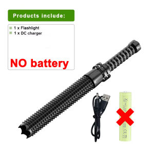 Baseball Bat LED Flashlight Aluminum Alloy Zoomable Powerful Self Defense Tactical Emergency Torch Rechargeable Lamp