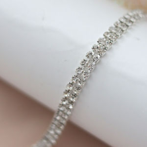 Super Shiny Double Row White And Colored Glass Rhinestone Chains DIY Clothes Shoes Decorations Claw Headwear Accessories