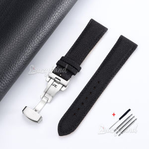 Sailcloth Leather Watch Strap 20mm22mm Green Black Nylon for Seiko for Rolex Universal Bracelet Butterfly Buckle Sport Wristband