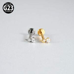 1PC ASTM F‑136 G23 Titanium Internal Thread Labret Stud Multi‑Style Zircon Tragus Helix Conch Cartilage Ear Piercing Jewelry