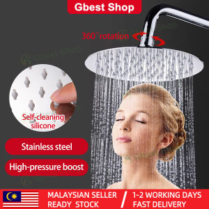 Gbest High pressure Shower Head Stainless Steel Bathroom showerhead 360° Rainfall Shower Head water heater big Rain Shower Arm wall mount fixed 6/8/10/12 inch shawar air pancut bilik mandi paip hujan bilik mandi 增压花洒喷头 花洒套装