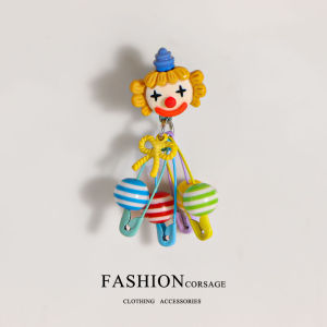 Circus Clown Cute Creative Brooch Cute Creative Student JK Clothes and Bags Ornament Small Pendant Scarf