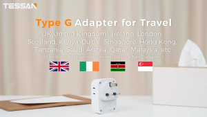 TESSAN Hongkong Adaptor Plug Type G 20W Fast Charger HK Singapore Travel Adapter Plug with USB Ports and AC OutletsType G Adaptor Charger to British lreland England London