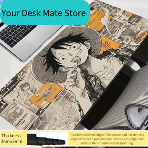 Bandai | Large One Piece Mouse Pad Carpet Laptop Pc Gamer Keyboard Mat XXL Mousepad Edge White Tassel Rubber durable Table Mat
