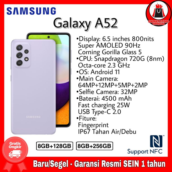 hp samsung A52 ram 8/128 garansi resmi samsung sein tahun Amoled